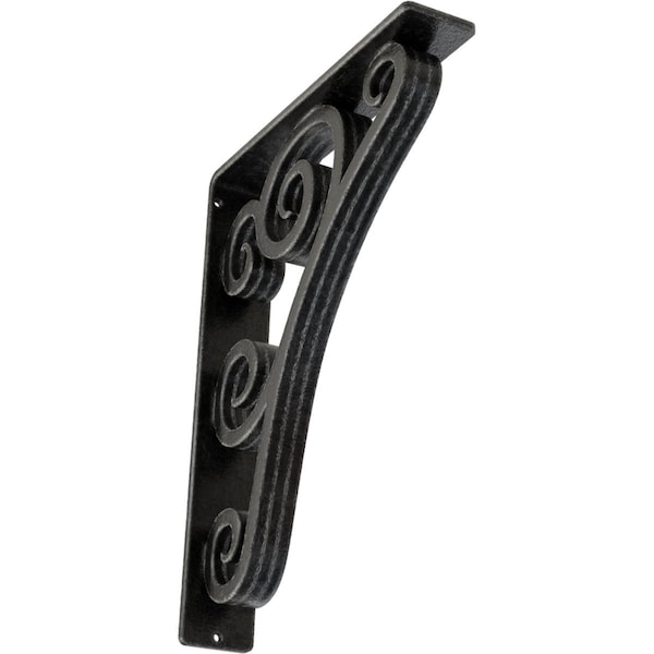 Ekena Millwork Tristan Wrought Iron Bracket, (Triple center brace), Antiqued Pewter 2"W x 10"D x 12"H BKTM02X10X12TTNAPW - main